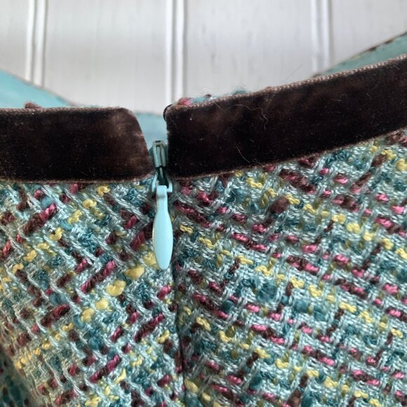 Tapemeasure Vintage Y2K Blue PInk Tweed Pastel Skirt Bow Detail Slit w Slip - 18 - Picture 7 of 16